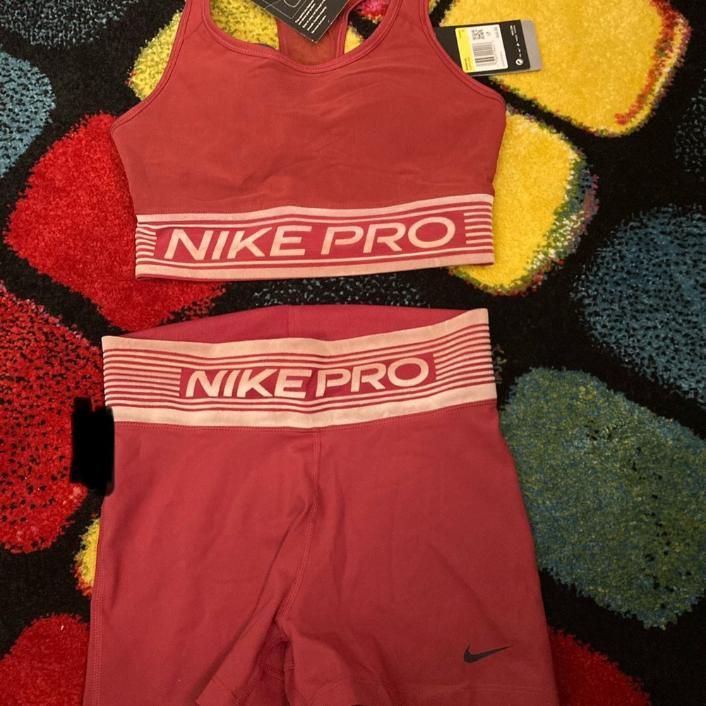Nike Pro Women's Red Sports Top and Shorts